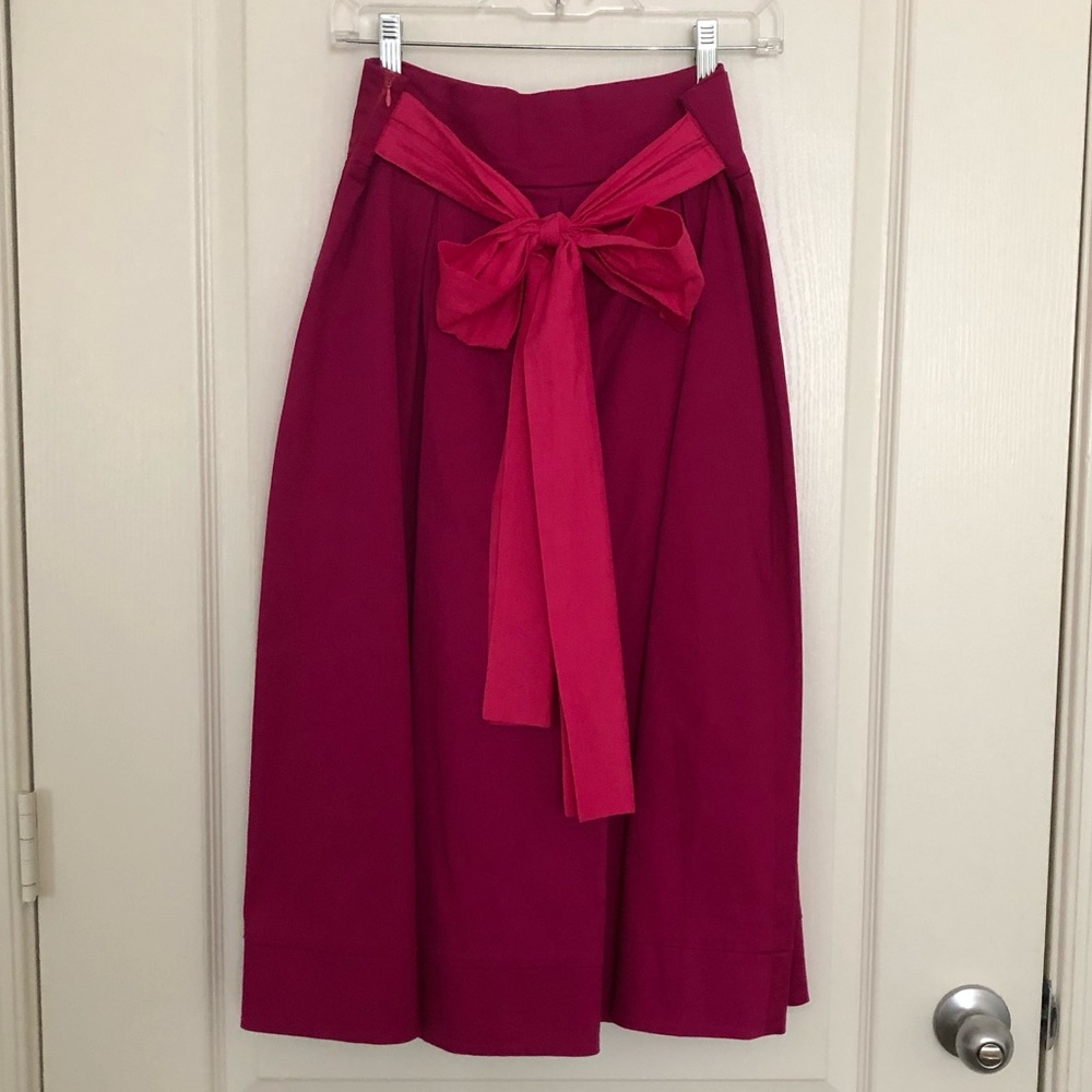 Pink Midi Skirt with Bow